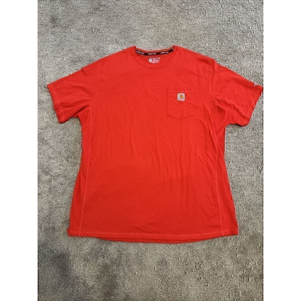 Carhartt Force Relaxed Fit Shirt Mens XXL Red Pocket Tee Workwear Stretch
